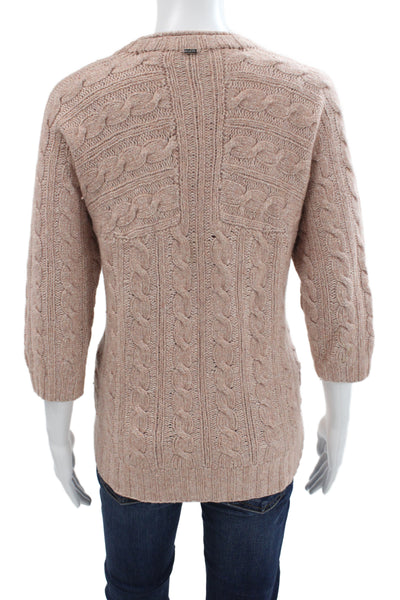 St. John Unisex Beige V-Neck Button Cardigan 3/4 Sleeve Size XL