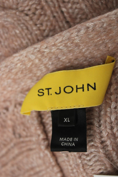 St. John Unisex Beige V-Neck Button Cardigan 3/4 Sleeve Size XL