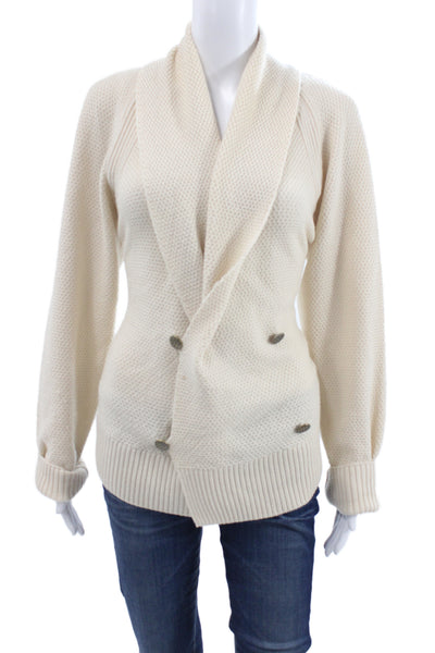St. John Unisex Beige Wool Acrylic Cardigan Button Long Sleeve Size M