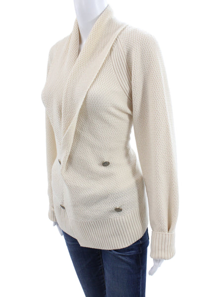 St. John Unisex Beige Wool Acrylic Cardigan Button Long Sleeve Size M