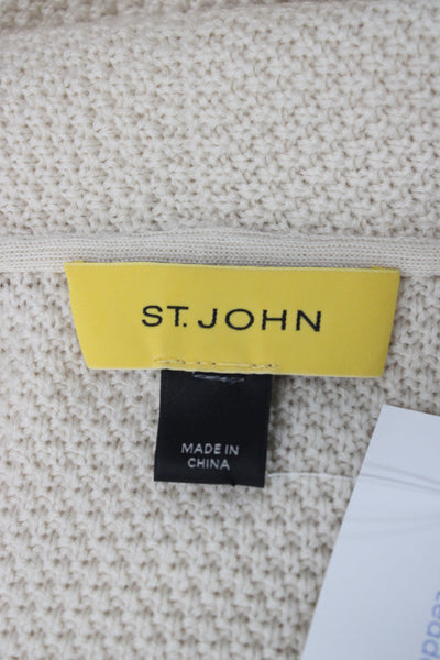 St. John Unisex Beige Wool Acrylic Cardigan Button Long Sleeve Size M