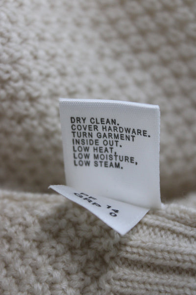 St. John Unisex Beige Wool Acrylic Cardigan Button Long Sleeve Size M