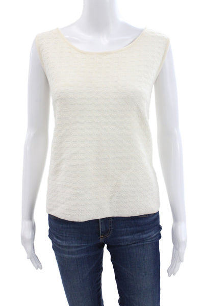St. John Women Basic White Silk Spandex Tank Top Sleeveless Size XL