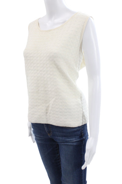 St. John Women Basic White Silk Spandex Tank Top Sleeveless Size XL