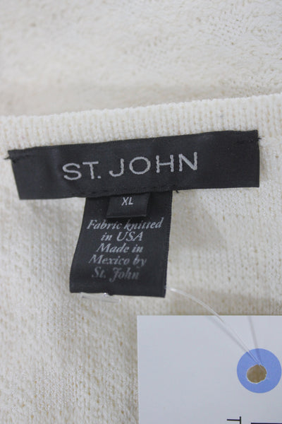 St. John Women Basic White Silk Spandex Tank Top Sleeveless Size XL