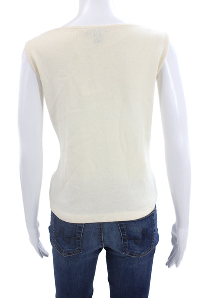 St. John Caviar Womens Beige Cotton Basic Tank Round Neck Solid Size M