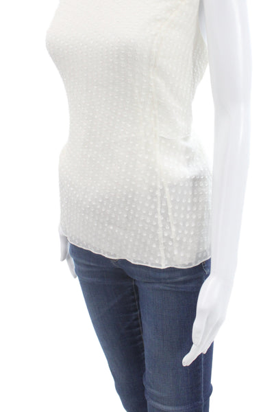 St. John Women Sleeveless Silk Blend Polka Dot Tie Neck Blouse Size L