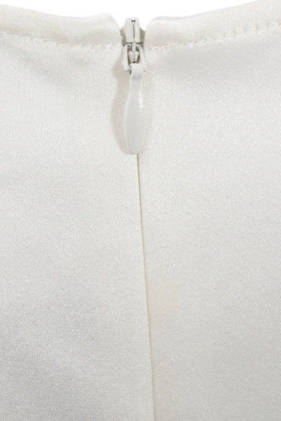 St. John Women Tunic Sleeveless White Blouse Zip Round Neck Size XL