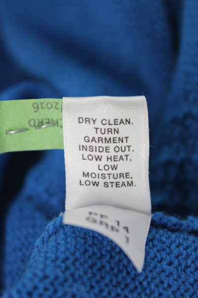 St. John Unisex Blue Cotton Acrylic V-Neck Sleeveless Cardigan Vest Size L