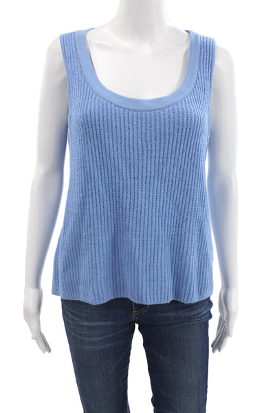 St. John Womens Blue V-Neck Cardigan Vest Cotton Polyester Size M