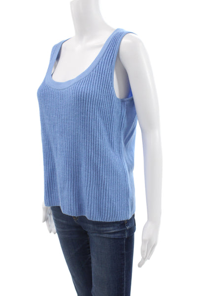 St. John Womens Blue V-Neck Cardigan Vest Cotton Polyester Size M