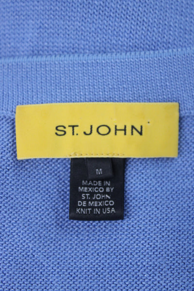 St. John Womens Blue V-Neck Cardigan Vest Cotton Polyester Size M