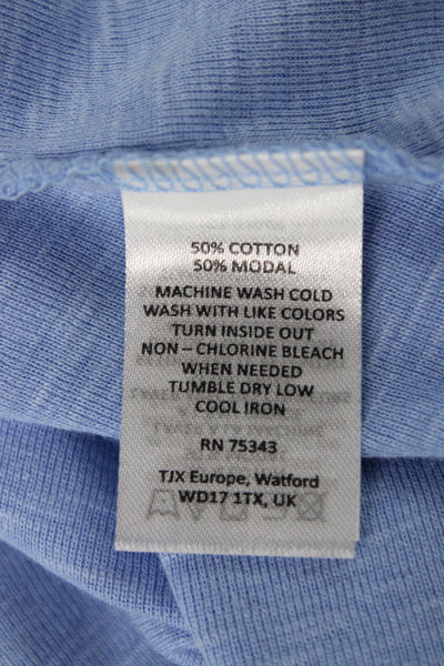 Cynthia Rowley Women Light Blue V-Neck Long Sleeve Basic T-Shirt Size L