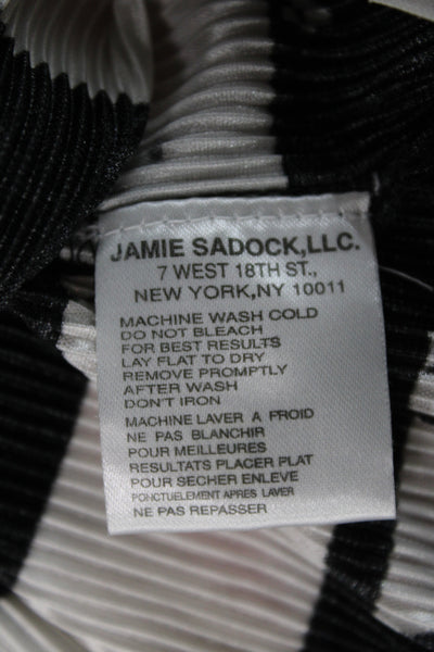 Jamie Sadock Womens Mock Neck Graphic Long Sleeve Top Black Zip Size L