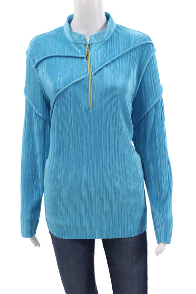 Jamie Sadock Unisex Pullover Sweater Striped Blue Mock Neck Long Sleeve Size XL