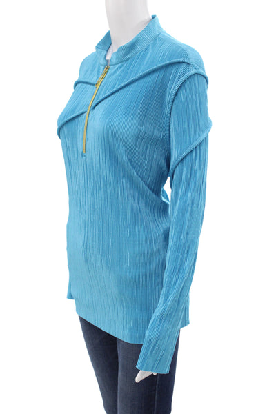 Jamie Sadock Unisex Pullover Sweater Striped Blue Mock Neck Long Sleeve Size XL