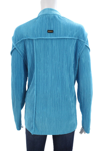 Jamie Sadock Unisex Pullover Sweater Striped Blue Mock Neck Long Sleeve Size XL