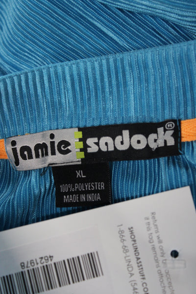 Jamie Sadock Unisex Pullover Sweater Striped Blue Mock Neck Long Sleeve Size XL