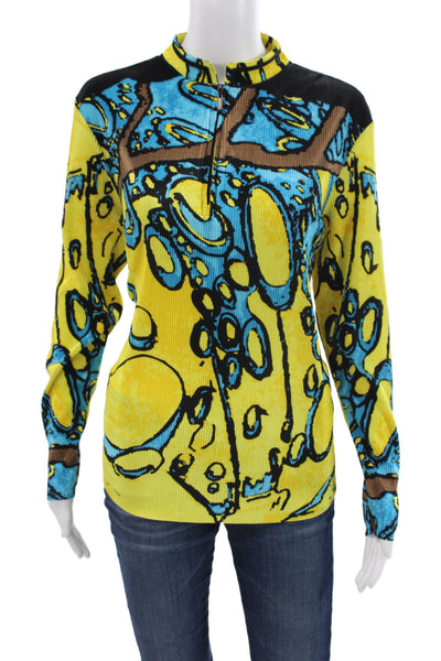 Jamie Sadock Womens Black Mock Neck Long Sleeve Graphic Print Top Size L