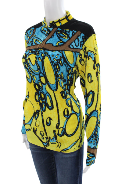 Jamie Sadock Womens Black Mock Neck Long Sleeve Graphic Print Top Size L