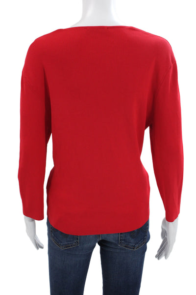 Cyrus Womens Red V-Neck Long Sleeve Pullover Sweater Rayon Nylon Size XL