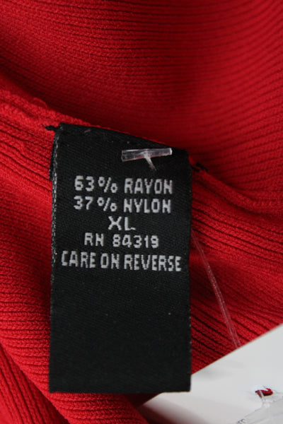 Cyrus Womens Red V-Neck Long Sleeve Pullover Sweater Rayon Nylon Size XL