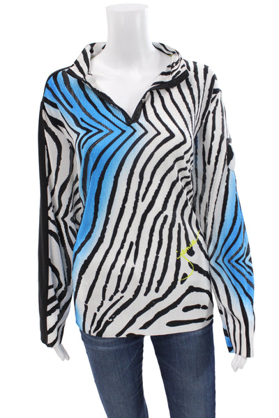 Jamie Sadock Womens Collared Animal Print Button Long Sleeve Top Black Size XL
