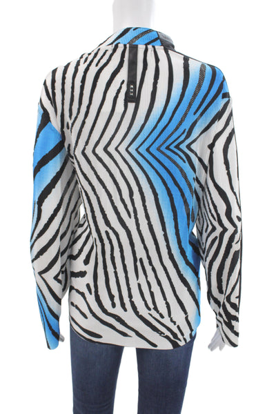 Jamie Sadock Womens Collared Animal Print Button Long Sleeve Top Black Size XL