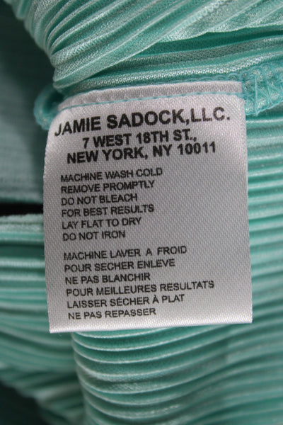 Jamie Sadock Women Light Blue Striped Mock Neck Coat Size M