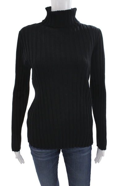 Cyrus Unisex Black Striped Turtleneck Pullover Sweater Long Sleeve Size L