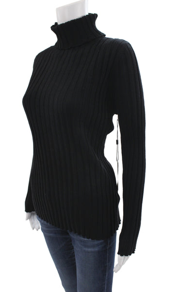 Cyrus Unisex Black Striped Turtleneck Pullover Sweater Long Sleeve Size L