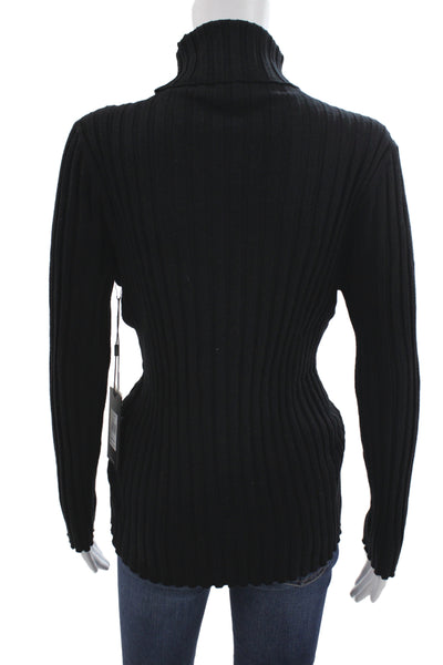 Cyrus Unisex Black Striped Turtleneck Pullover Sweater Long Sleeve Size L