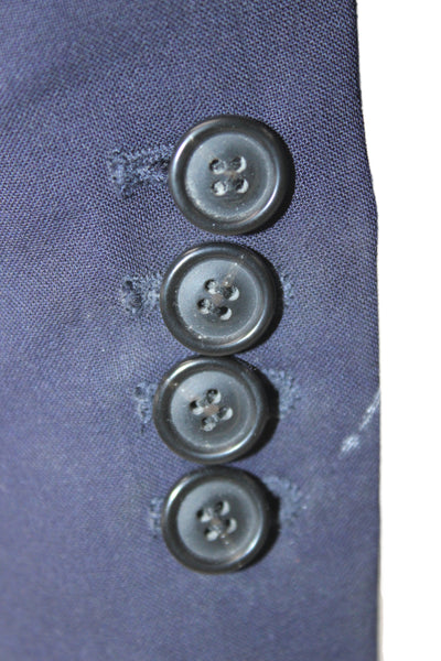 J Crew Womens Dark Blue Wool Blend Blazer Collared Button Long Sleeve Size 0