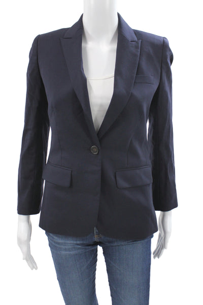 J Crew Unisex Dark Blue Wool Button Collared Blazer Size 0