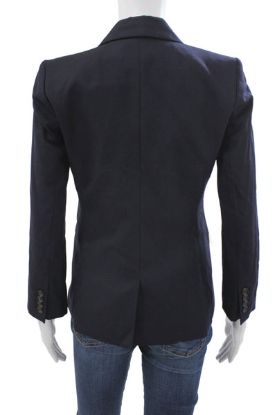 J Crew Unisex Dark Blue Wool Button Collared Blazer Size 0