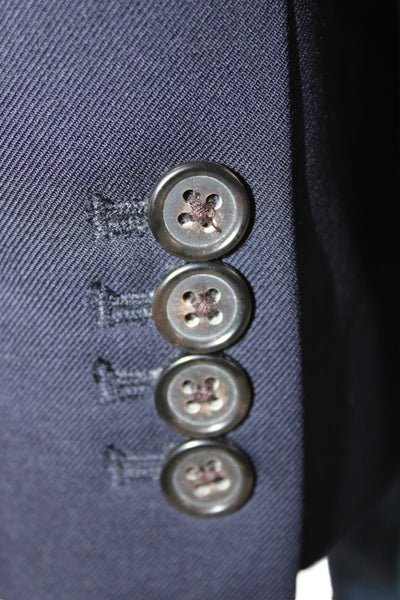 J Crew Unisex Dark Blue Wool Button Collared Blazer Size 0