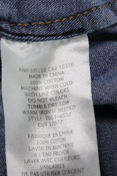 Current/Elliott Womens Collared Button Up Top Cotton Long Sleeve Blue Size 0