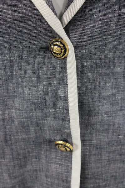 J Crew Womens Classic Gray Linen Collared Button Blazer Long Sleeve Size 0P