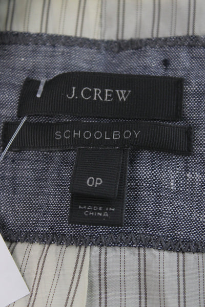 J Crew Womens Classic Gray Linen Collared Button Blazer Long Sleeve Size 0P