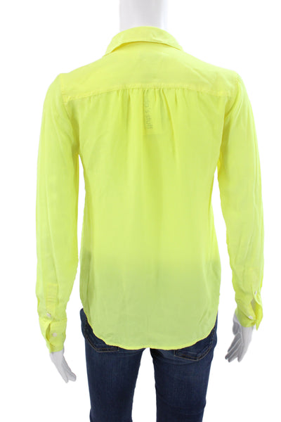 J Crew Women Basic Collared Button-Up Long Sleeve Green Polyester Top Size 00