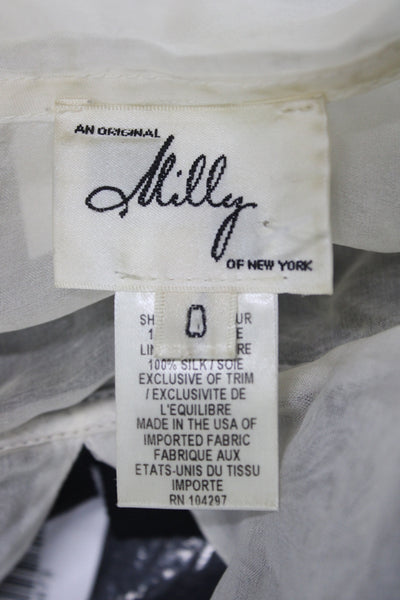 Milly Women Designer Silk Sleeveless Button Blouse Beige Size 0