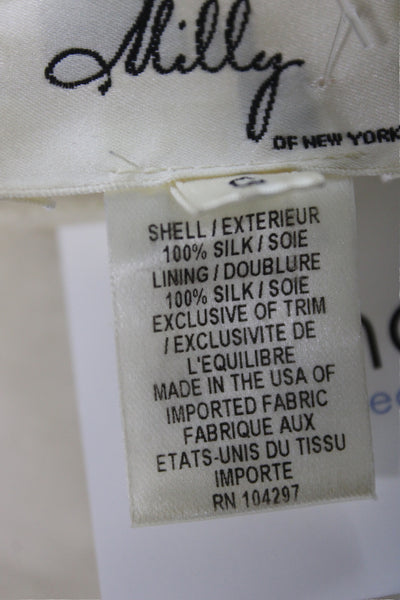 Milly Women Designer Silk Sleeveless Button Blouse Beige Size 0