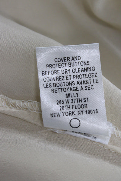 Milly Women Designer Silk Sleeveless Button Blouse Beige Size 0