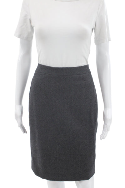 J Crew Women Straight Pencil Wool Knee Length Skirt Dark Gray Solid Size 2