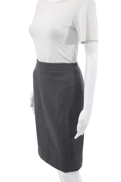 J Crew Women Straight Pencil Wool Knee Length Skirt Dark Gray Solid Size 2
