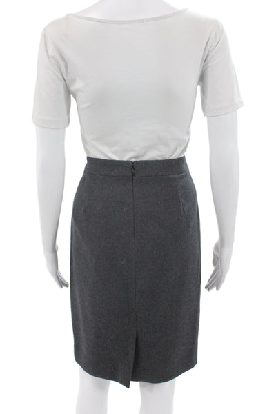 J Crew Women Straight Pencil Wool Knee Length Skirt Dark Gray Solid Size 2