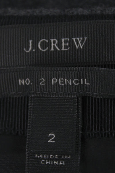J Crew Women Straight Pencil Wool Knee Length Skirt Dark Gray Solid Size 2
