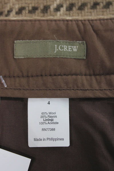 J Crew Womens A-Line Mini Beige Plaid Wool Rayon Skirt Size 4