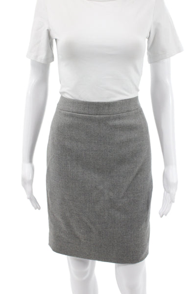 J Crew Women Gray Wool Straight Pencil Skirt Petite Size 4