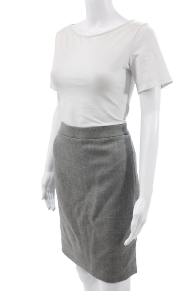 J Crew Women Gray Wool Straight Pencil Skirt Petite Size 4